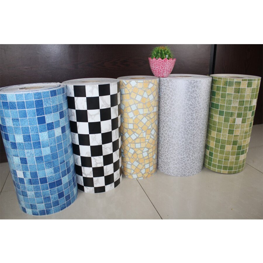 Mosaïque vinyle auto-adhésif papier peint rouleau toilettes salle de bain carrelage noir blanc décalcomanies cuisine étanche à l'huile PVC autocollant mural