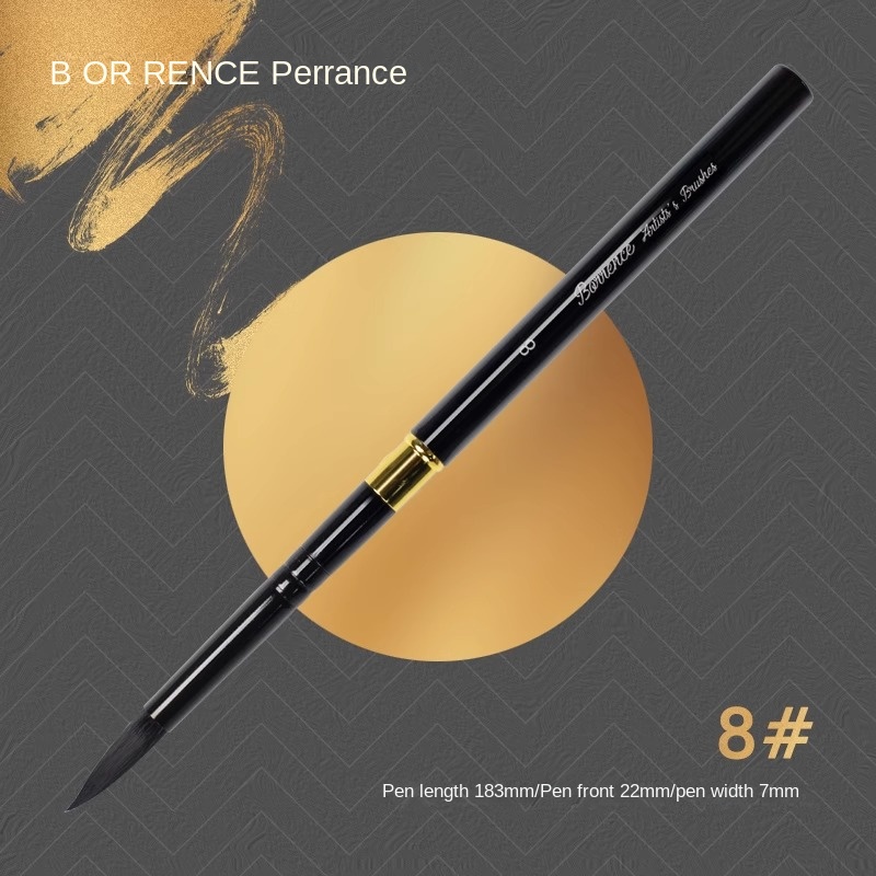 Borrence Artist Hand-Painting Drawing Brushes for Acrylic Gouache Watercolor Oil Painting Pen Nylon Hair Travel Hook Line Brush: black
