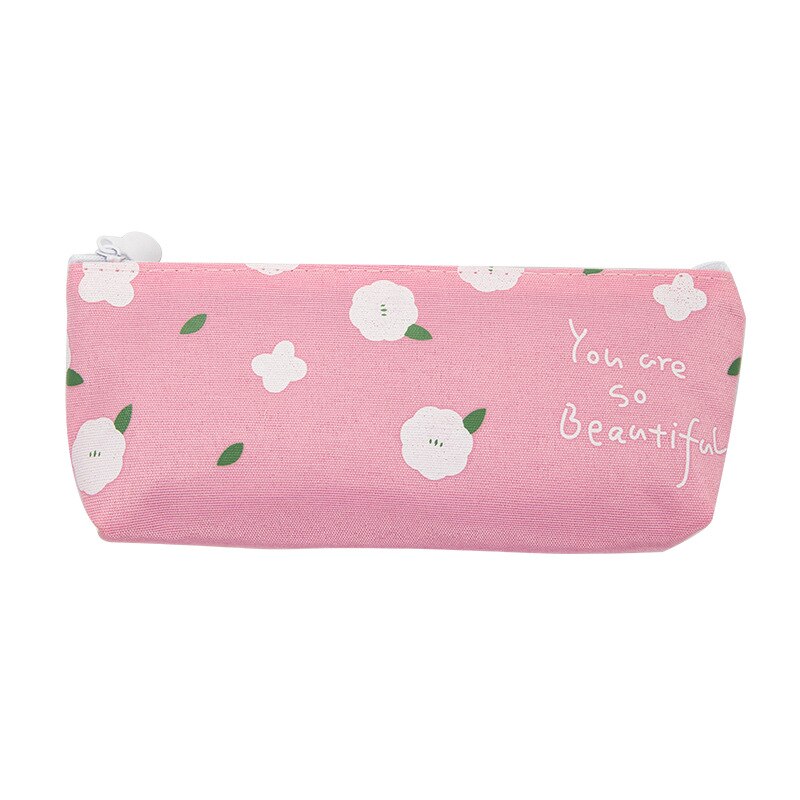 1 unidad de estuche de lápices Kawaii, bolsa de lápices de lona para plantas y flores, gran bolsa de almacenamiento, artículos de papelería para estudiantes útiles escolares para niños, para niños: 1