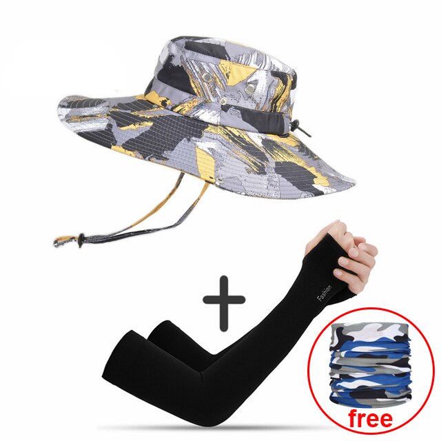 Casquette pour hommes, randonnée en plein air, pare-soleil d'été, casquette de pêche, respirante, pliable, grand bord, Panama: Beige