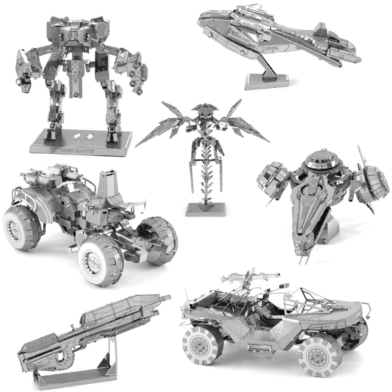 HALO 3D Metal Puzzle Unsc warthog Guardians Forerunner Phaeton model KITS Assemble Jigsaw Puzzle Toys For Children
