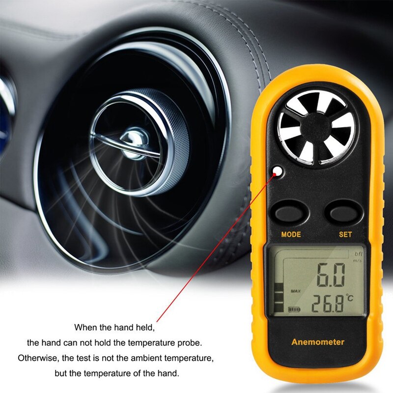 Gm816 Digital Handheld Anemometer, Pocket Digital Anemometer With Lcd Display For Measuring Wind Speed, Temperature And Wind Chi