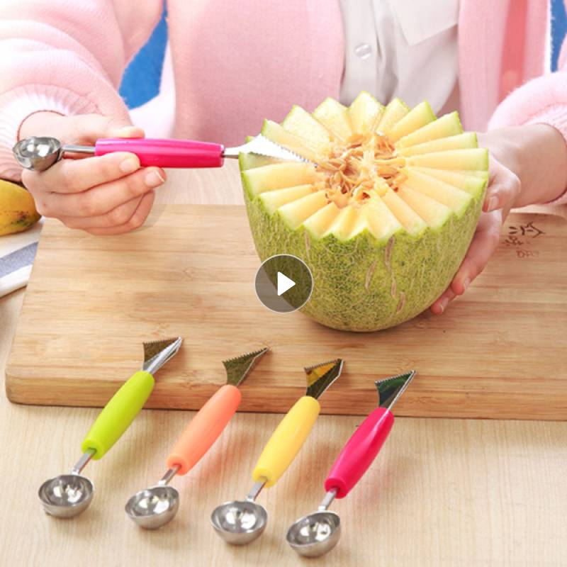 Carving Messer Obst Teller Melone Löffel Eis graben Scoop Wassermelone DIY Kalten Gerichte Küche Spielereien Schneidemaschine Werkzeuge Lebensmittel Cutter