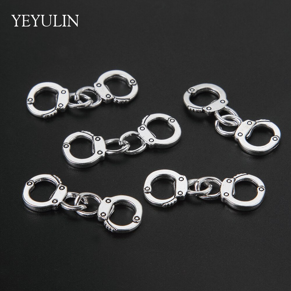 50pcs Trendy Alloy Handcuffs Connector Beads Charms Pendants DIY Bracelets Jewelry Making Ornament Accessories 30mm