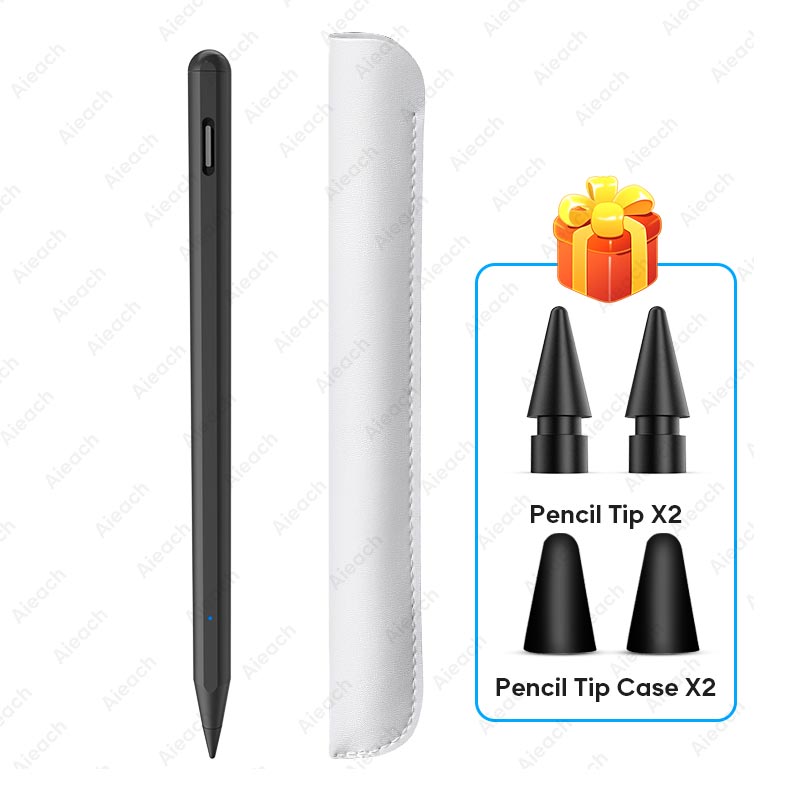 AIEACH Stylus Pen For Apple Pencil 2 iPad Pen With Palm Rejection, For iPad For Applepencil iPad Pro Pencil: Black 2 Tip