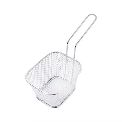 Home Stainless French Fries Stainless Steel Mini French Fry Serving Basket Mini Square Fry Basket Fried Food: Default Title