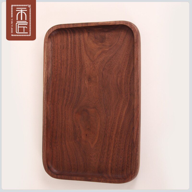 Schwarz nussbaum holz holz besteck tablett tablett Western-stil lebensmittel kuchen kaffee und Tee obst platte: 34cm 21.5cm 2cm
