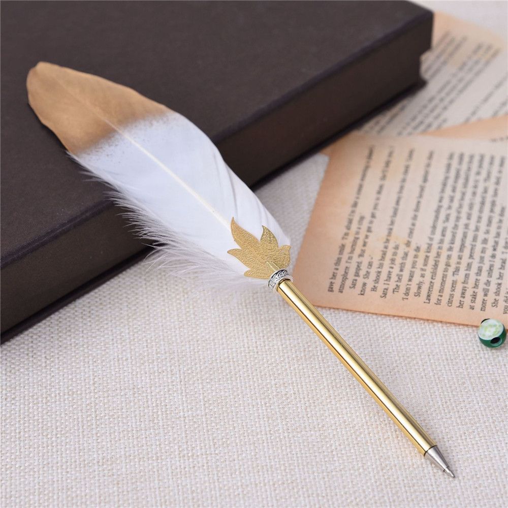 1 Pc Gouden Veer Balpen Kawaii Student Schrijven Pen Creatieve Elegante Bruiloft Handtekening Pen Verjaardag Kerstcadeaus: WHITE