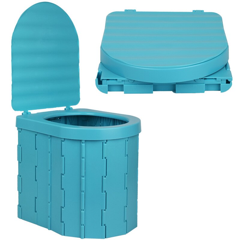 Portable Toilet with Lid Folding Emergency Potty Toilet Outdoor Emergency Waste Tank for Camping Hiking Beach Travel: Blue