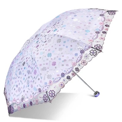 Parapluie pliable en dentelle pour femme, motif magnifique fille, Portable, léger, à la , pour enfants: VIOLET