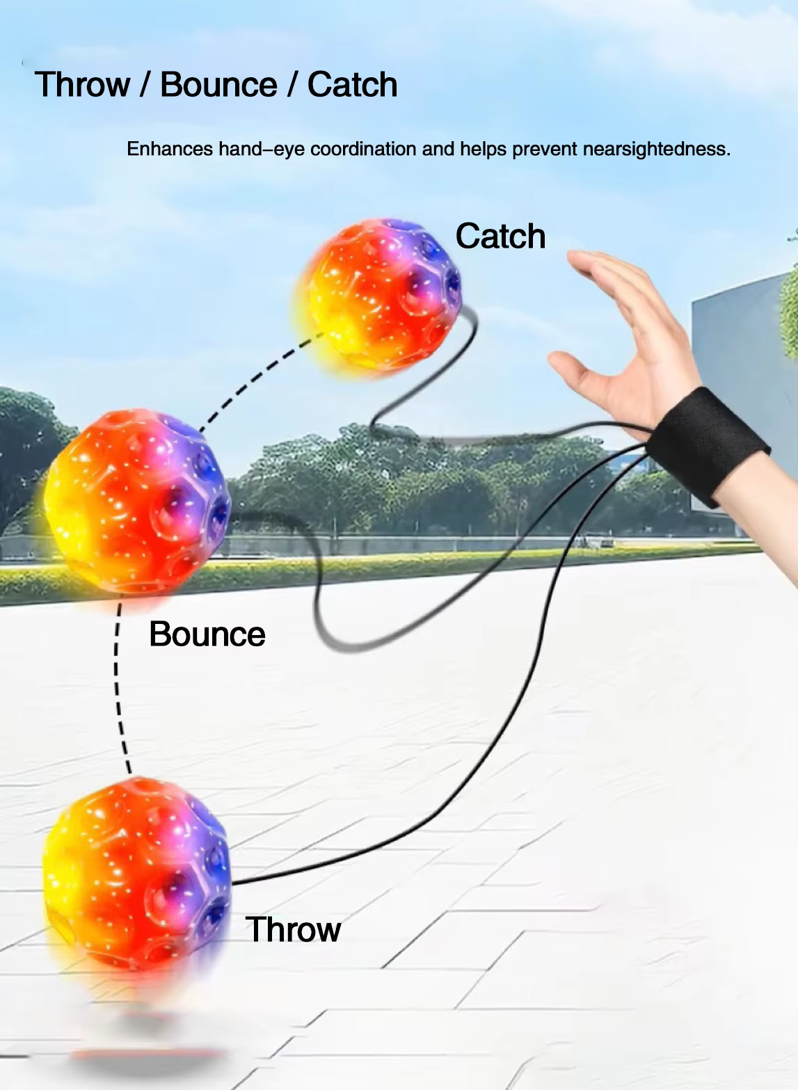 Unpress Toys Wrist High Elastic Hole Hole Moon Stone Foam Swing Ball Children Adult Sports