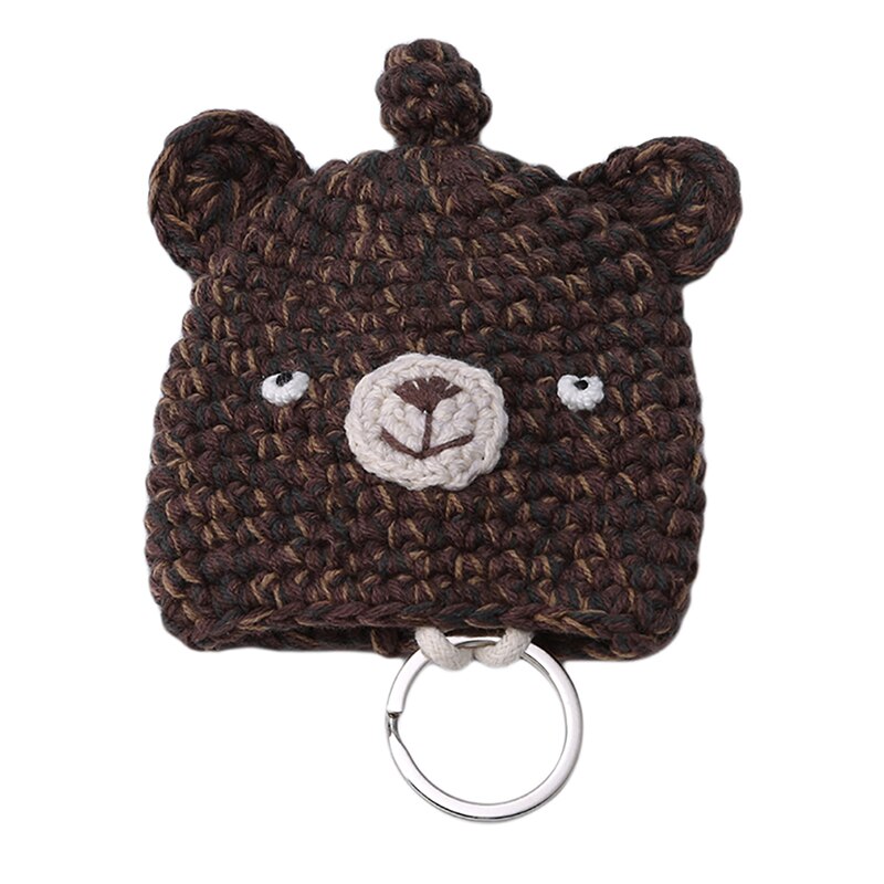 Cartoon Animation Handmade Cute Wool Knitting Pull-out Key Bag Set Key Protection Case: Bear