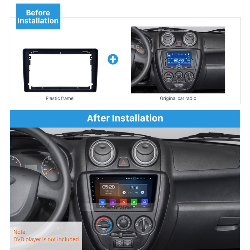 Seicane Double Din 9 inch Fascia Frame For Lada Granta Dash Mount Kit Trim Panel