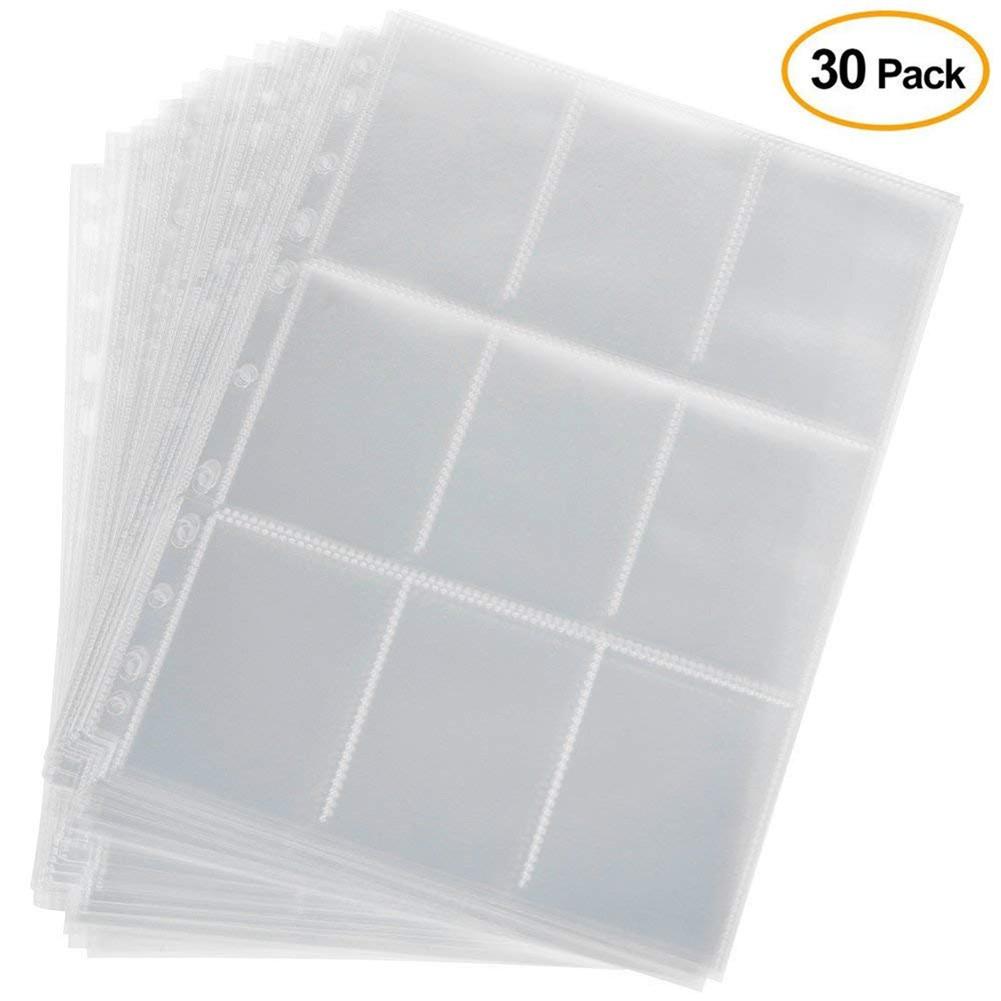 270 9-Card Protector Sleeves Pocket Gaming Trading Card Album Pages Binder Sheets For Stickers Stamps In Stock