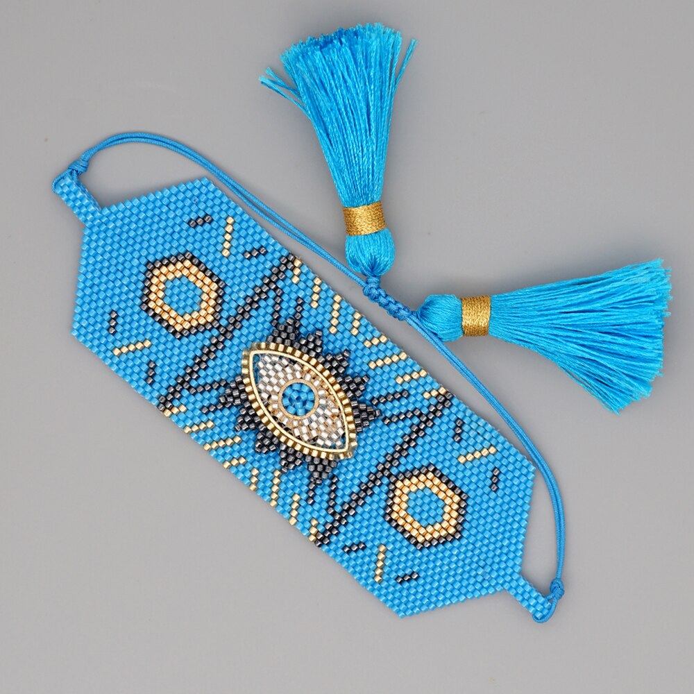 Go2 boho miyuki armbanden voor vrouwen sieraden boze oog pulseras femme delica zaadkralen verstelbare armbanden handgemaakte sieraden