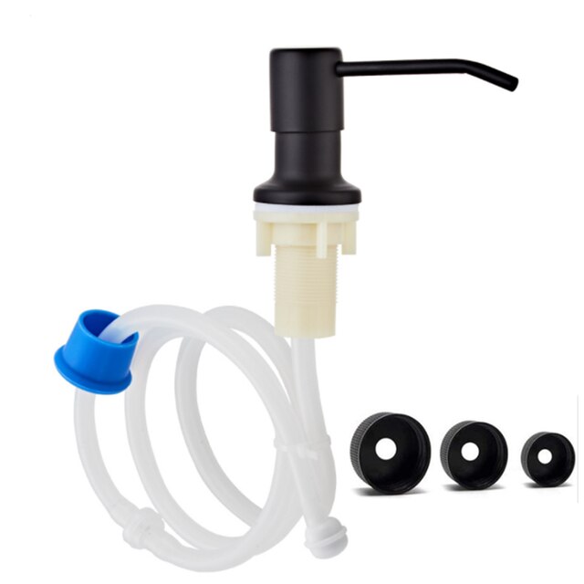 Bathroom Liquid Soap Dispenser Set Detergent Dispensers Kitchen Sink Soap Ddispenser Press Dispenser Head with Silicone Tube: Black Head Kit