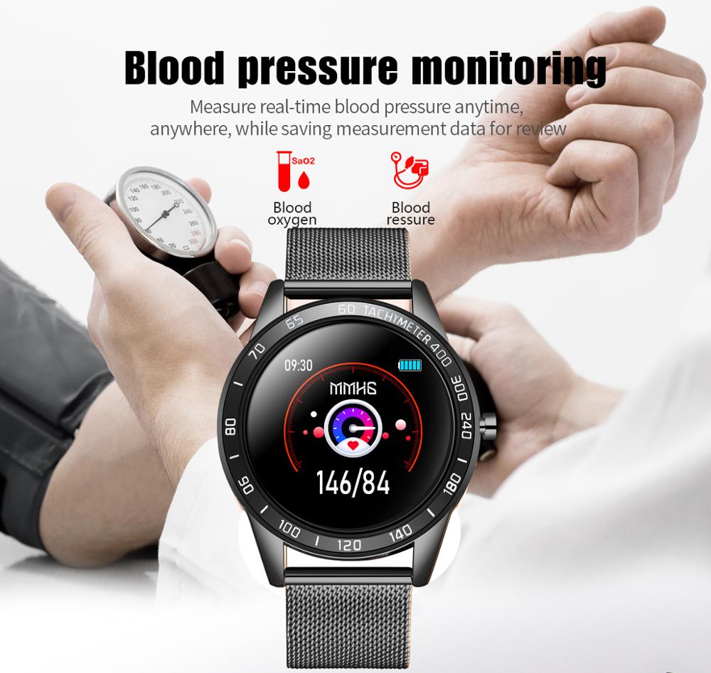 Lige smart ur mænd oled farveskærm hjertefrekvens blodtryk multifunktionstilstand sport smartwatch fitness tracker