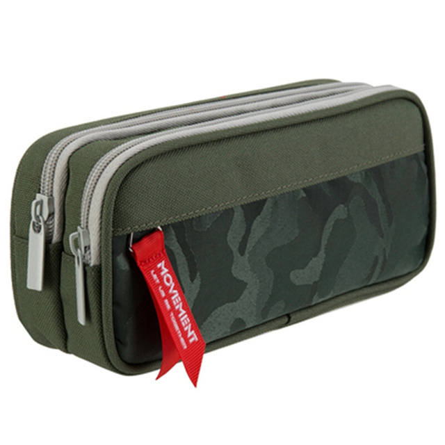 Dubbele rits camouflage canvas etui Jongens potlood tas School briefpapier tas Student pennenetui Schoolbenodigdheden opbergzakken: Bordeaux