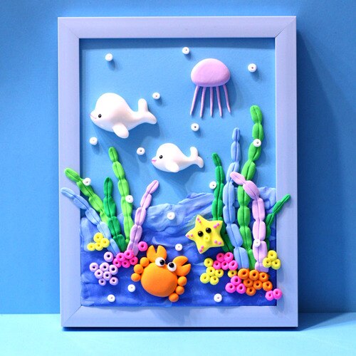 DIY Toys for Children Super Light Weight Clay Photo Frame Set 3D Colorful Mud Christmas Educational Kids Arts Crafts Toys: H