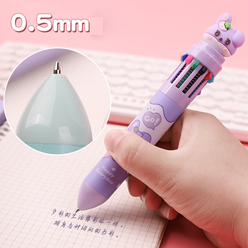 1 stücke Zehn farben kugelschreiber Karikatur Nette Farbe durch typ Multi funktionale unterschrift stift 12 farben neutral stift malerei preis