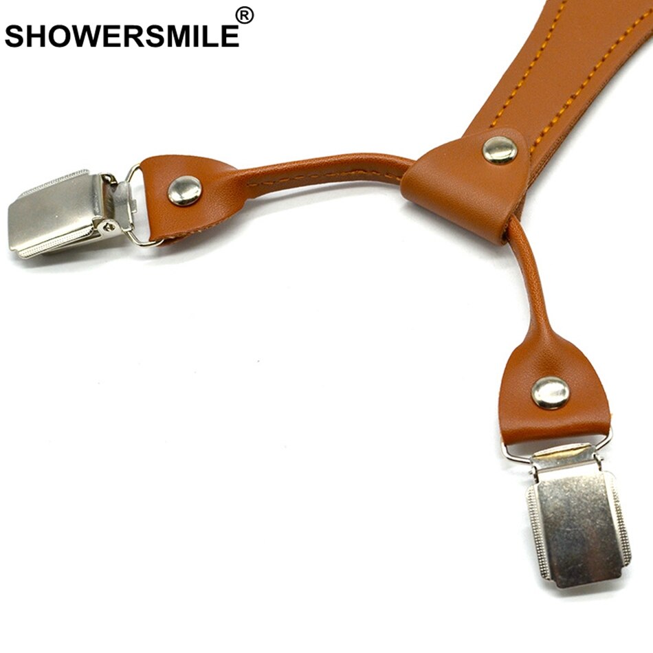 Showersmile stripe hängslen herr gröna byxbälten 3.5cm elastiska byxremmar 4 clips hängslen man gul röd blå