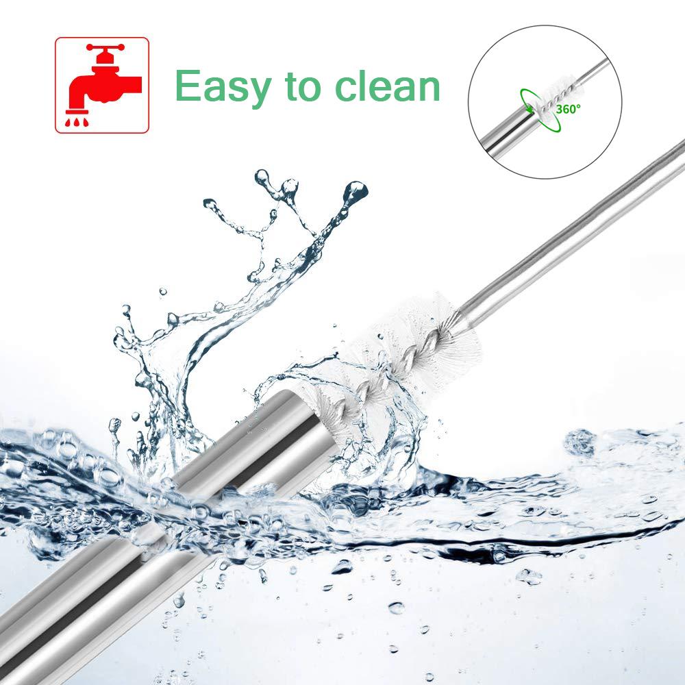 3 Section Telescopic Metal Drinking Straw Portable Straw for Travel Reusable Collapsible Stainless Steel Straw with Case & Brush