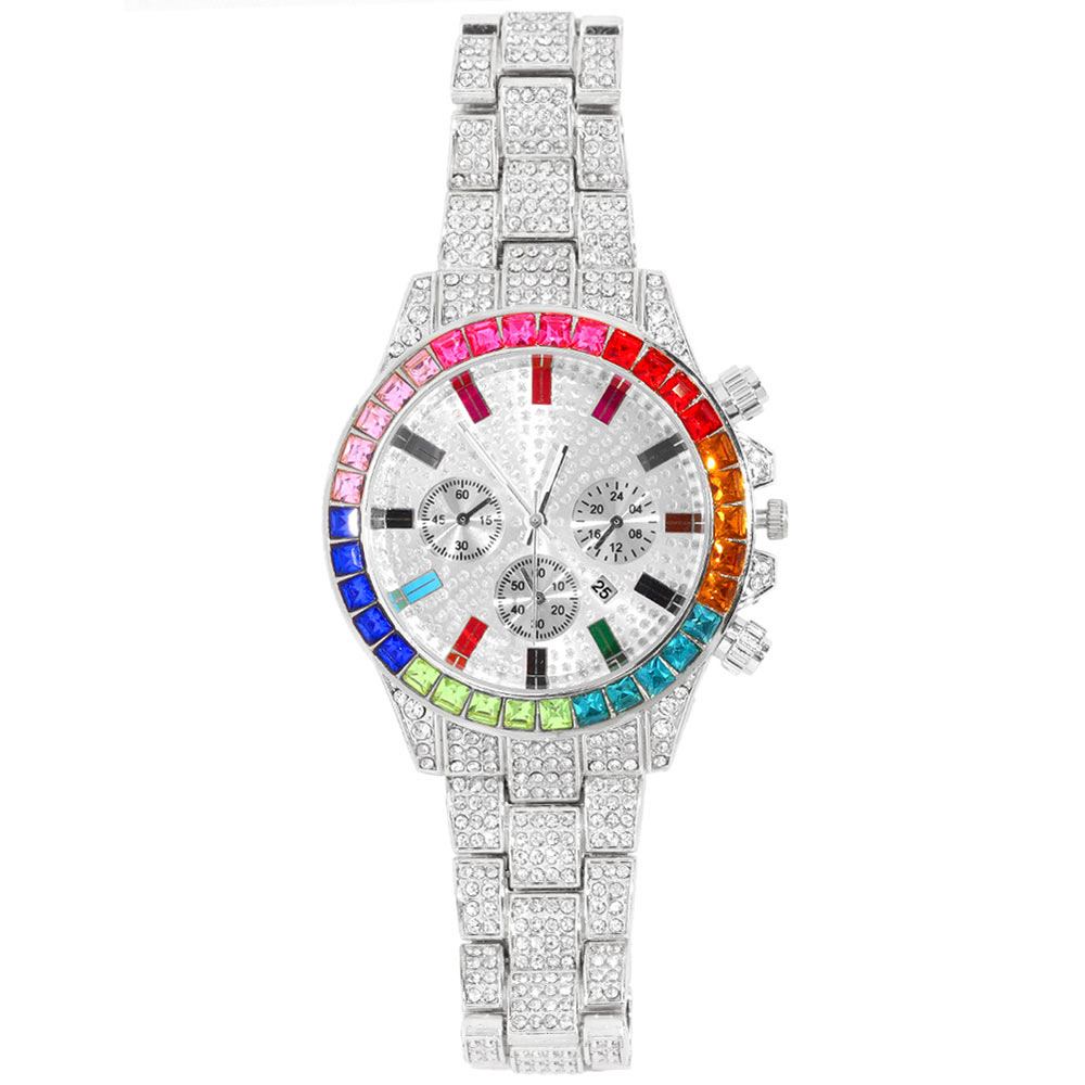 Reloj mujer bling full strass klocka lyx strass rund kvarts armbandsur armband dam & #39 ;s klockor klocka: W000903sl