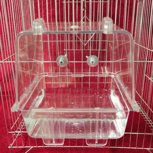 Pet Bird Parrot Clear Shower Bathing Tub Box Hanging Bathtub Cage Cleaning Tool: Default Title