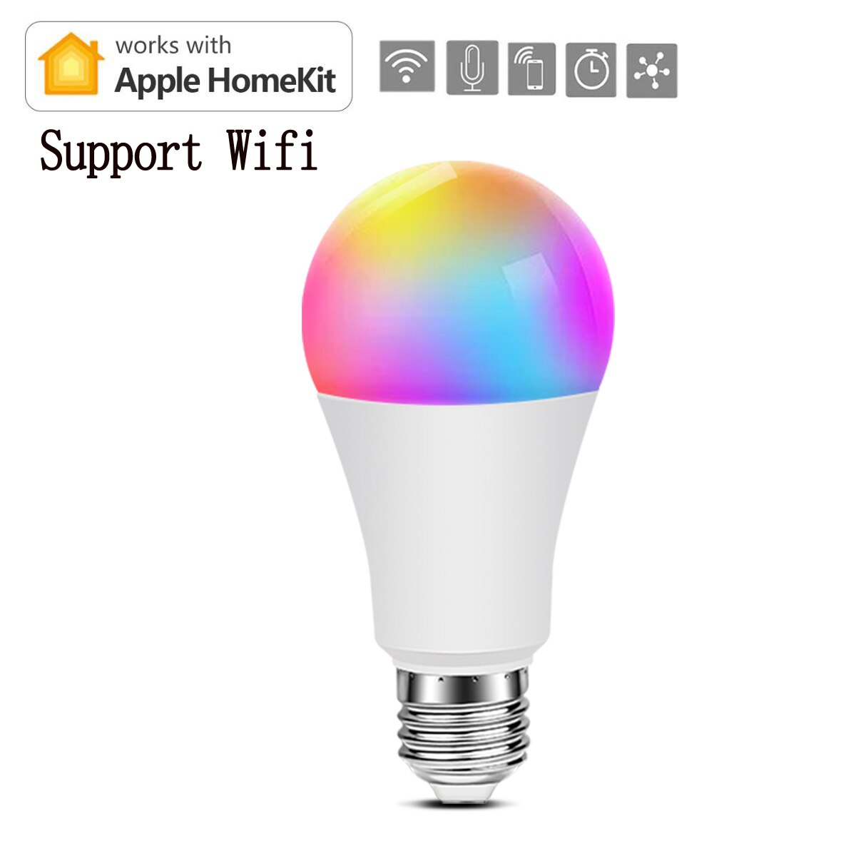 For Apple Google Home google assistant HomeKit Siri Alexa 15W WiFi Smart Led lamp15W Remote Dimmable E27 Room led Bulb RGB RGBW: 1 pcs