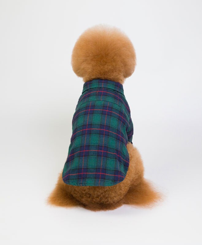 Sommer hundetøj til små hunde bomuldshunde-t-shirt vest koreansk gingham grøn rød