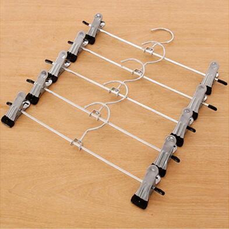 10Stck Metall Hosen KleiderbüGel, Nicht-Unterhose Clips Aufhänger Für Hosen Jeans Socken, röcke KleiderbüGel Mit 2-Einstellbare Clips