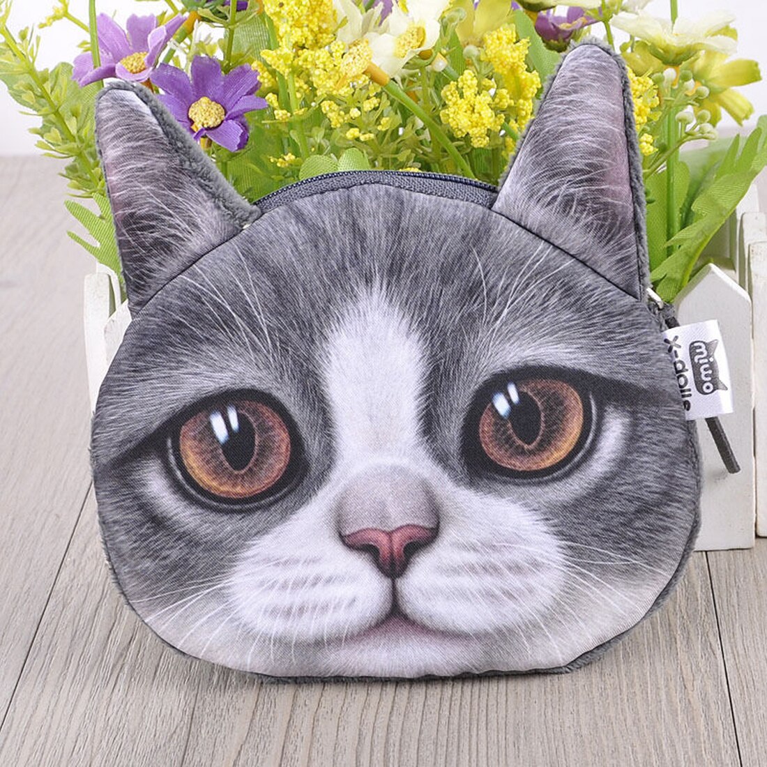 Neue 3D Tier Druck Katze Gesicht Zipper Fall Kinder Geldbörse Dame Nette Brieftasche Tasche Frauen Mädchen Make-Up Buggy Tasche: Style 04