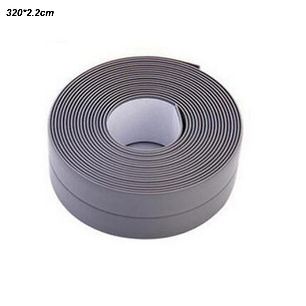 3.2m*22mm Self Adhesive Tape Waterproof Anti Moisture Bathroom Mosaic Wall Sticker Kitchen Stickers Sink Door Window Slit Strip: gray 302cm type 2