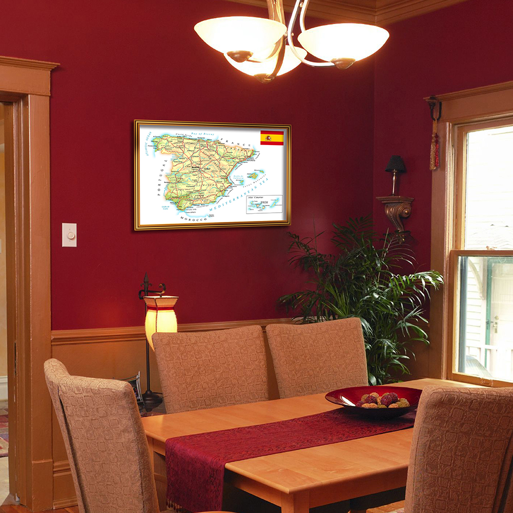 84*59cm The Spain Map of Road and Rail Network (In Spanish ) Wall Art Poster Canvas Painting School Supplies Home Decoration