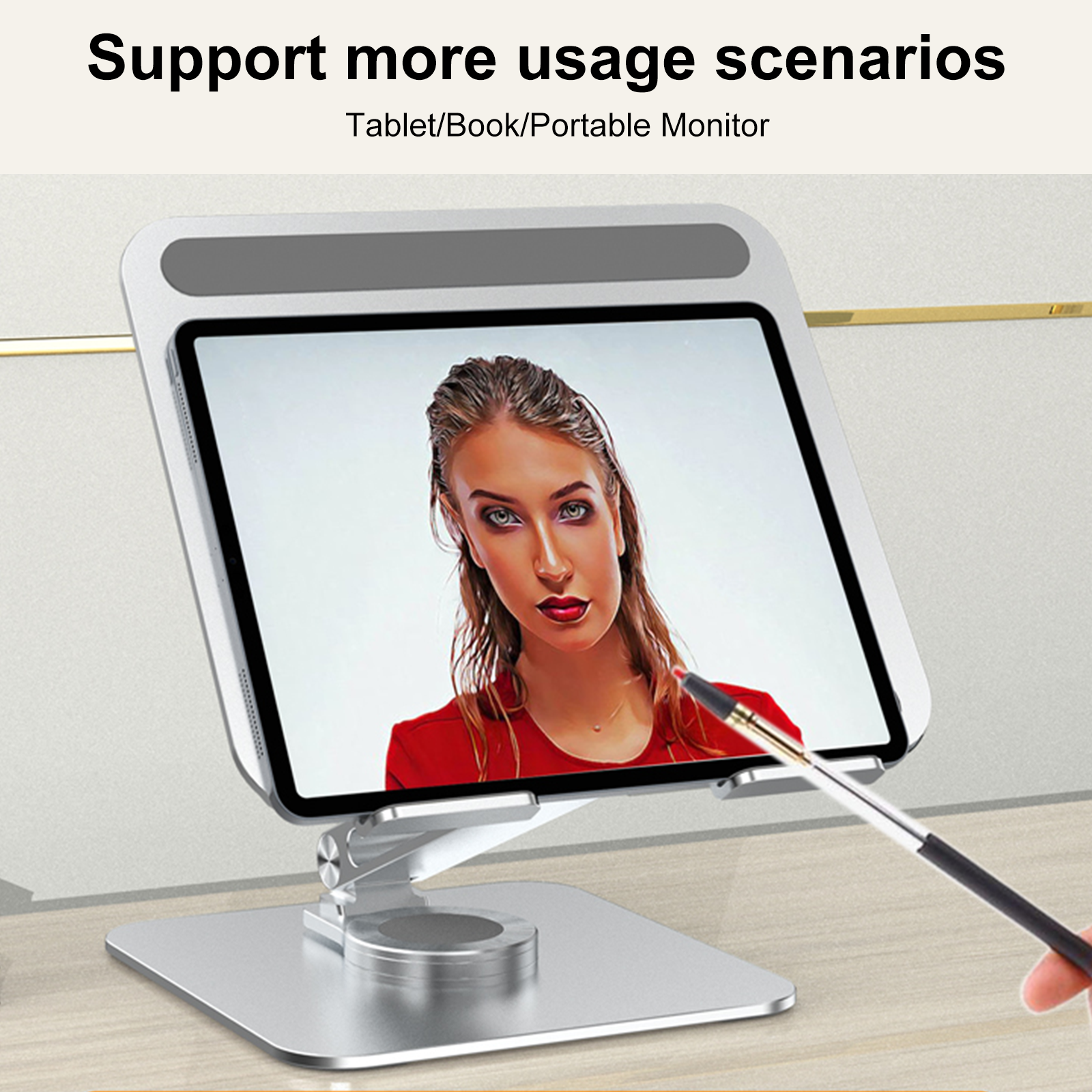 Unew 360° ° Rotatie laptop/tabletstandaard, aluminium verstelbare draagbare standaard voor laptopschakelaar iPad/pad, 4,7-12,9 inch