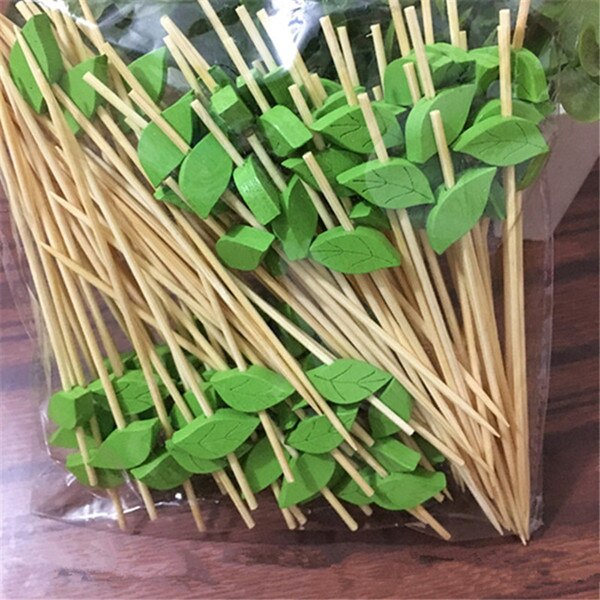 XUNZHE 12Cm Disposable bamboo / color acrylic Cocktail Drink Stirring Sticks Food Dessert Picks Fruit Fork postre accessories: 17