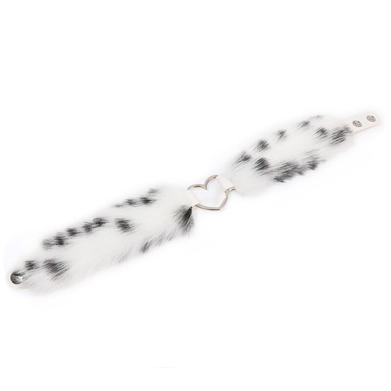 2022 moda serce kołnierz Choker kobiety puszysty naszyjnik punkowe dziewczyny pluszowy łańcuszek do obojczyka biżuteria dekoracyjna na impreza w klubie nocnym: Black and white dots