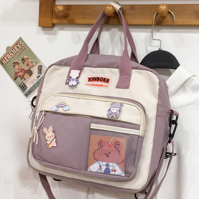 Mały samouczek plecak kobiety Ins koreański wielofunkcyjny plecak szkolny dla nastolatków kobiece śliczne wodoodporne torby podróżne na ramię: purple without toy