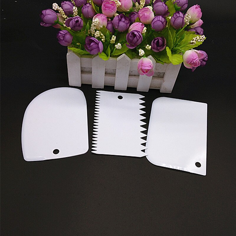 3pcs/set Cake Spatula Plastic Cake Smoother Scraper Set Dough Cutter Cakes Icing Baking Tools Kitchen Accessories