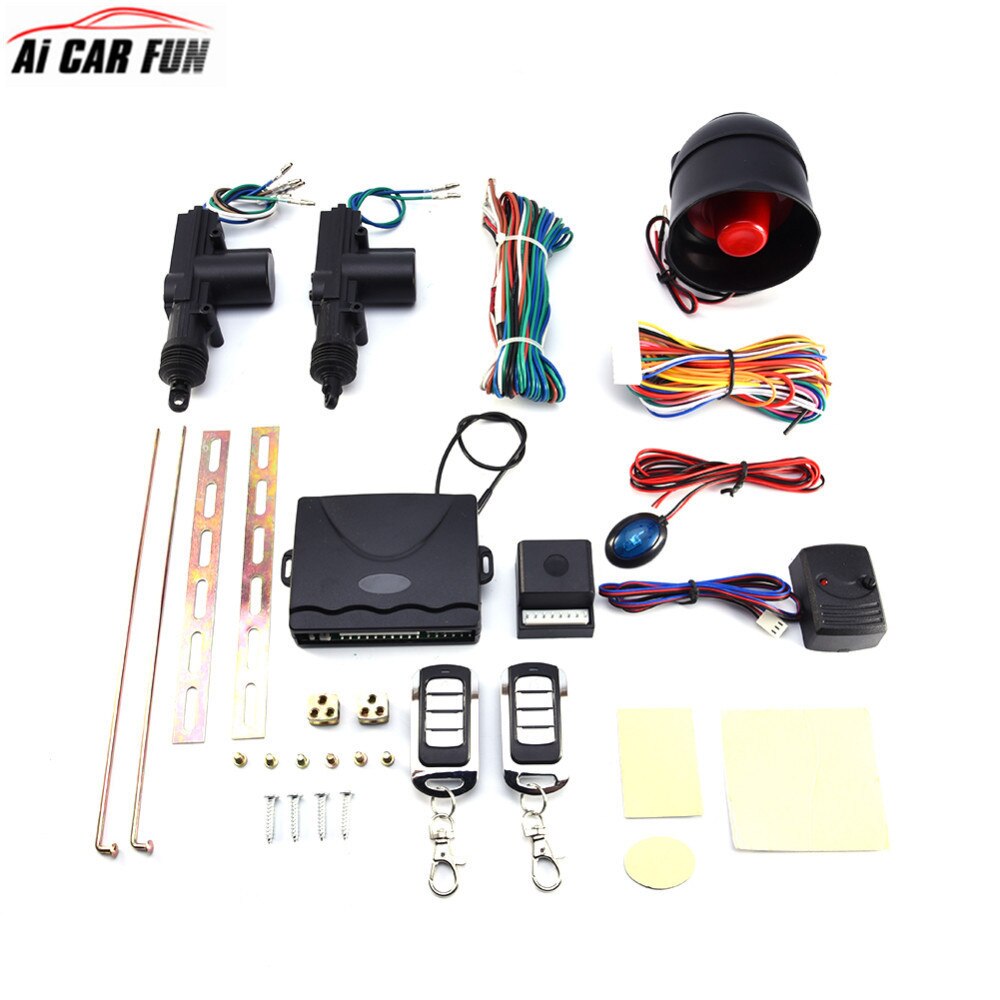 2 Car Door Alarm System Protection Security Remote Central Locking Kit Shock Sensor Anti-theft Alarm Tool Set