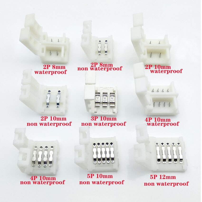 5 stks/partij LED Connector 2 pin 3 pin 4 pin soldeerloze Voor 8mm 10mm 5050 3528 ws2811 ws2812b 5630 5730 smd LED Strip