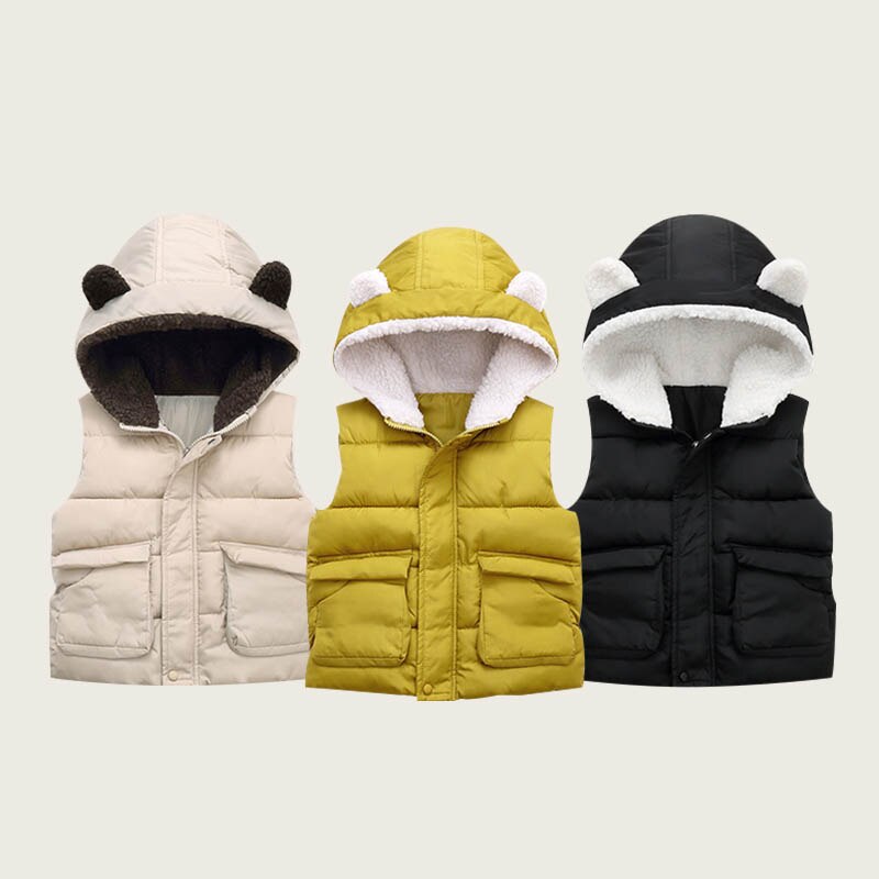 Autunno inverno bambini giù gilet di cotone ragazzi ragazze cappuccio spesso solido gilet bambini caldo Casual allentato senza maniche vestiti cappotto