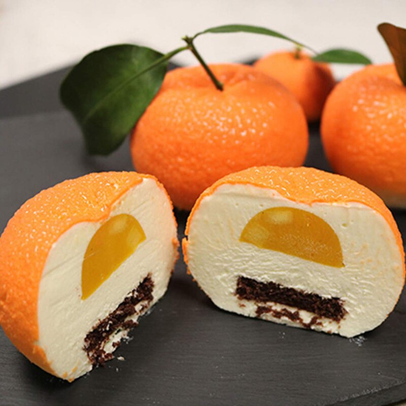 Oranje siliconen mallen voor mousse cake 3d bakvormen decoratiegereedschappen bakken chocolade dessert puddingvorm siliconen vormen