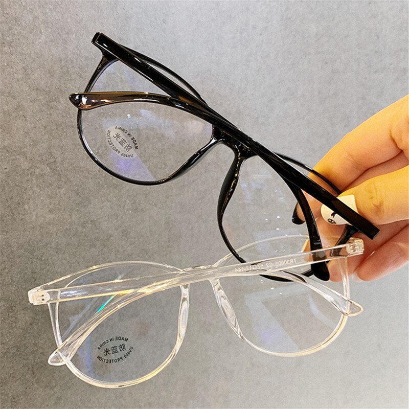 Montura de gafas redondas Anti-blue light para mujer y hombre, gafas de ordenador ultraligeras, gafas transparentes Vintage de gran tamaño