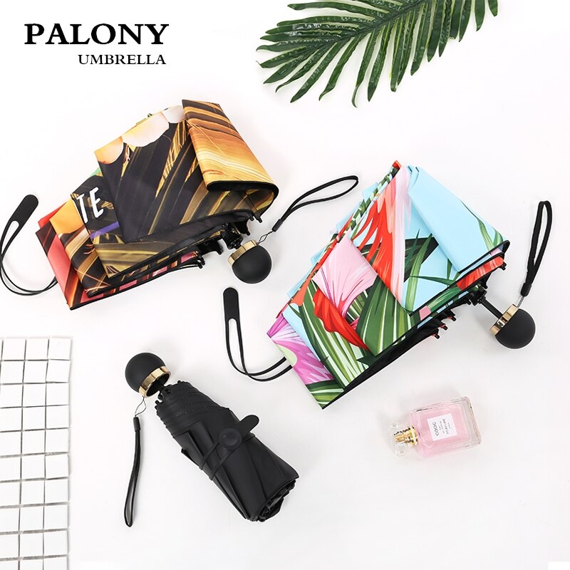 Palony Vijf Opvouwbare Mini Flamingo Stijl Mode Patroon Uv En Winddicht Reizen Vrouwen En Kinderen Zonnige Regenachtige paraplu