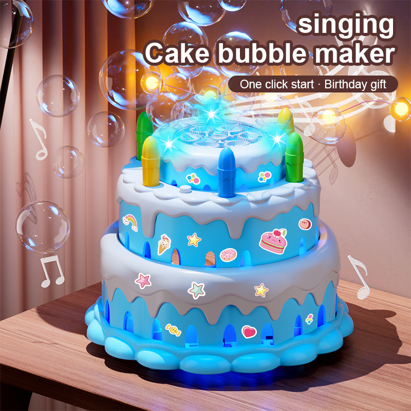 Kids Kawaii Electric Toys Birthday Cake Bubble Machine Flashing Music Automatic Machine Bubble Children Girl Lovely 6-12y