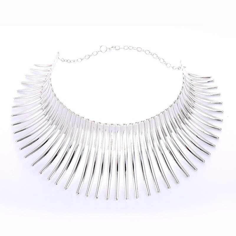 LNRNAN Neue Ethnische Neck Halsband Halskette Für Frauen Schmuck Zubehör Metall Kragen Halsketten Weibliche: silver