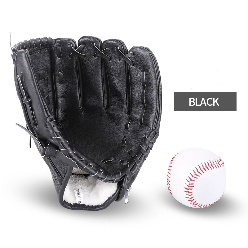 Sports de plein air trois couleurs Baseball gant Softball pratique équipement taille 10.5/11.5/12.5 main gauche pour adulte homme femme Train: Black / 11.25 inches