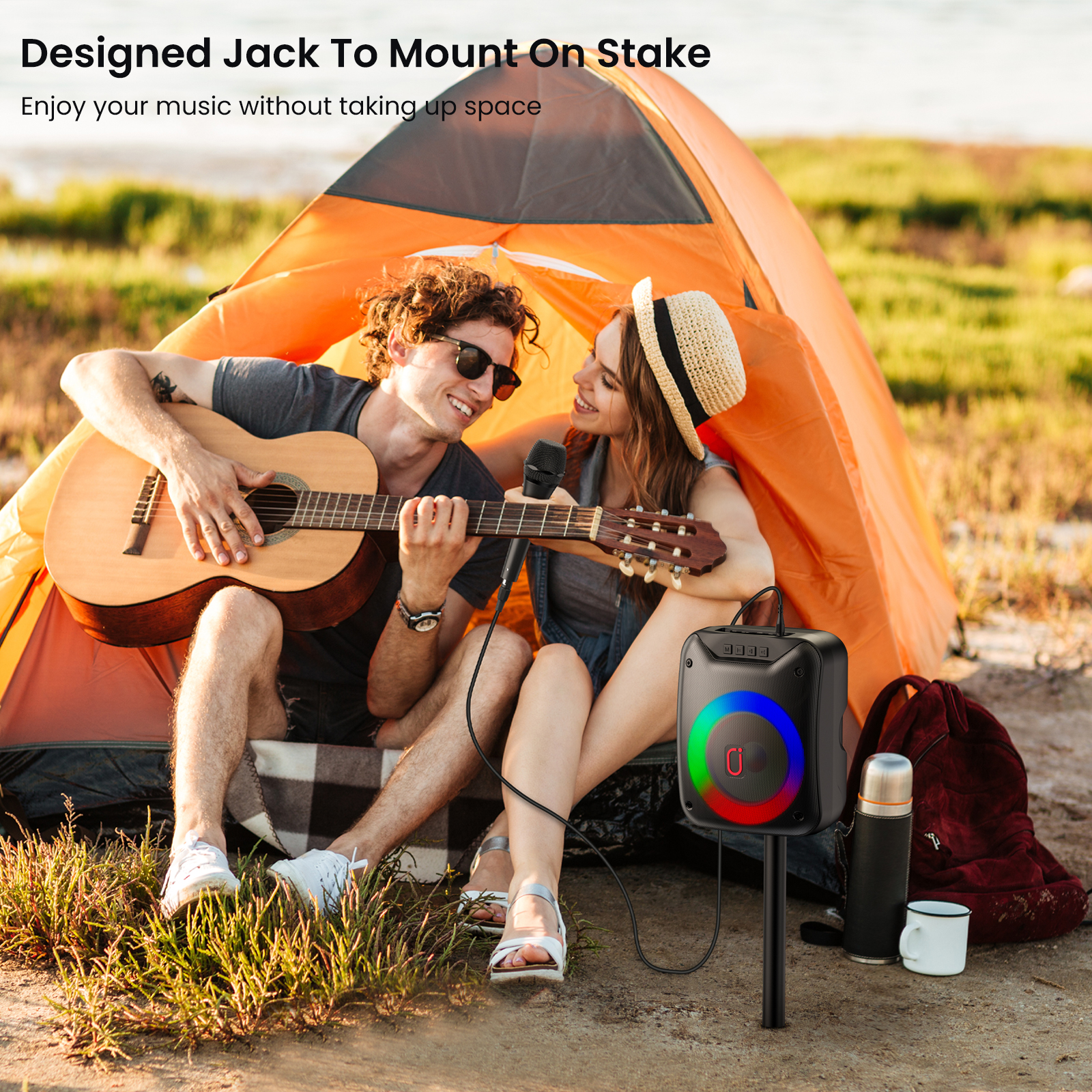 Karaoke Machine with Microphones Portable Karaoke Machine for Adults Kids, Bluetooth Karaoke Speaker with Bass/Treble Adjustment