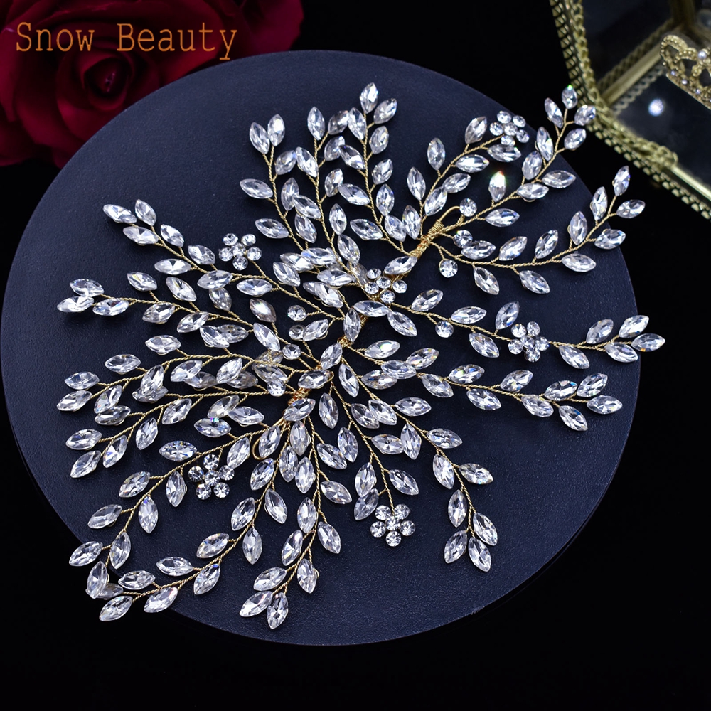 A422 pieza de pelo de novia de plata, diademas de boda brillantes, Tiaras hechas a mano, accesorios para el cabello de boda, joyería para la cabeza, tocado de novia: Negro